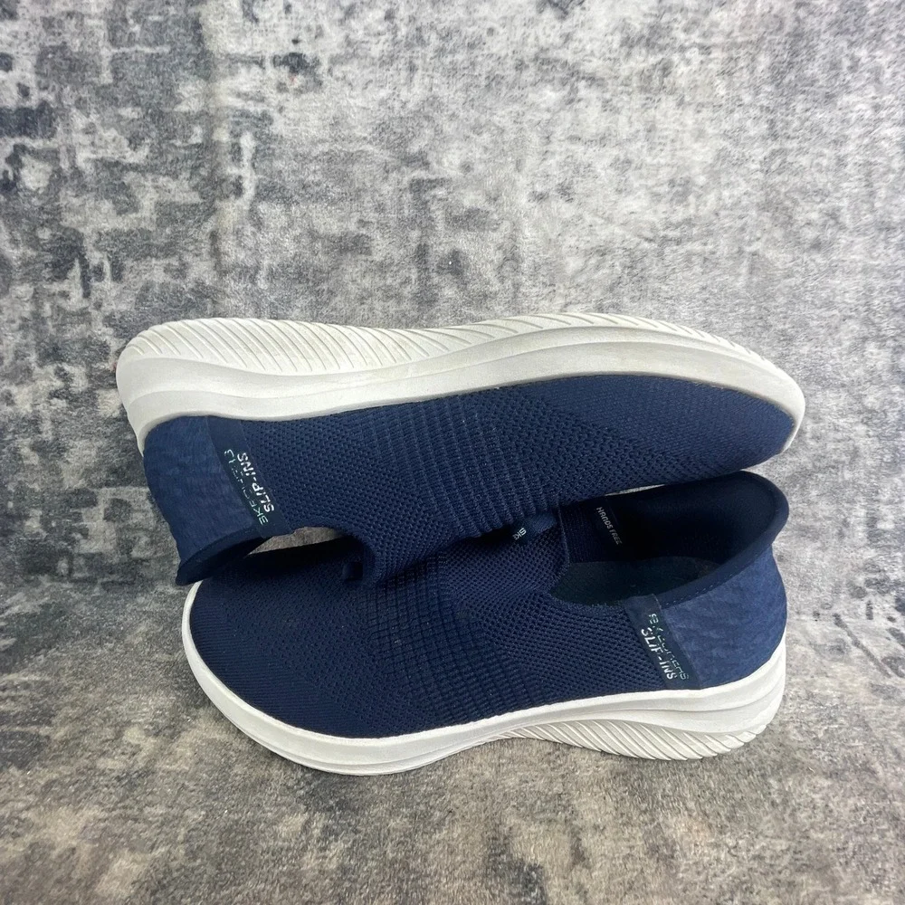 Skechers Mens 10 W Slip Ins Ultra Flex 3.0 Smooth Step Navy Blue Mesh Sneakers